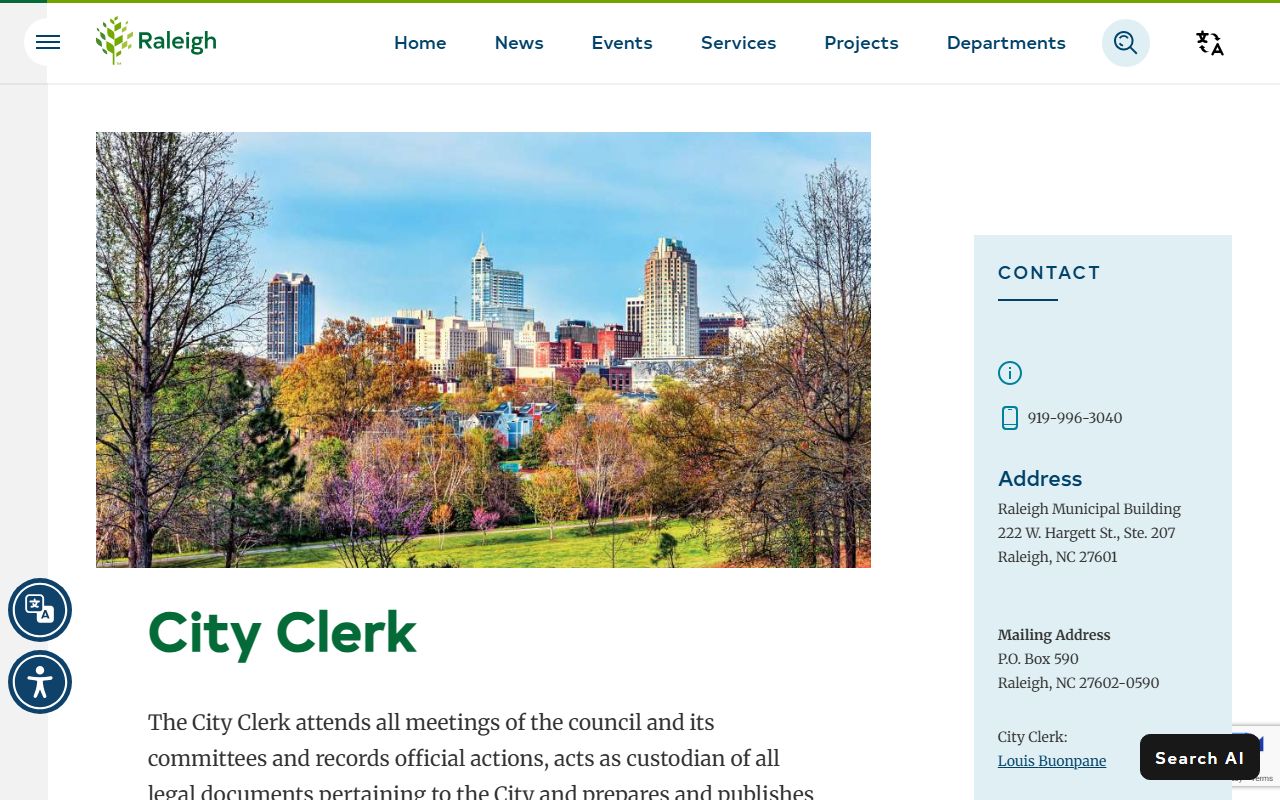 Raleigh court records city clerk office