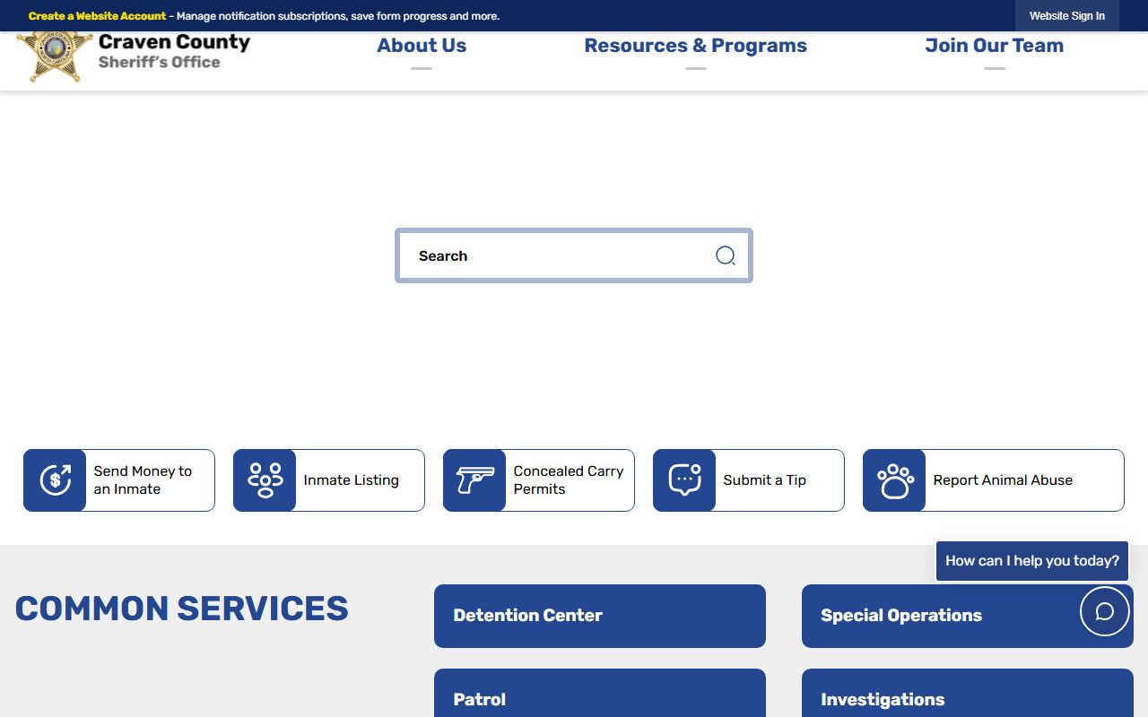 Craven County court records and sheriff office