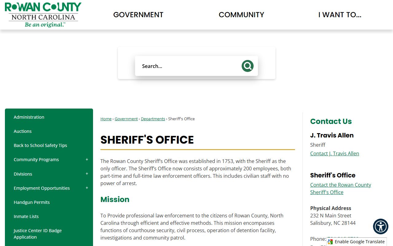 Rowan County court records and sheriff office