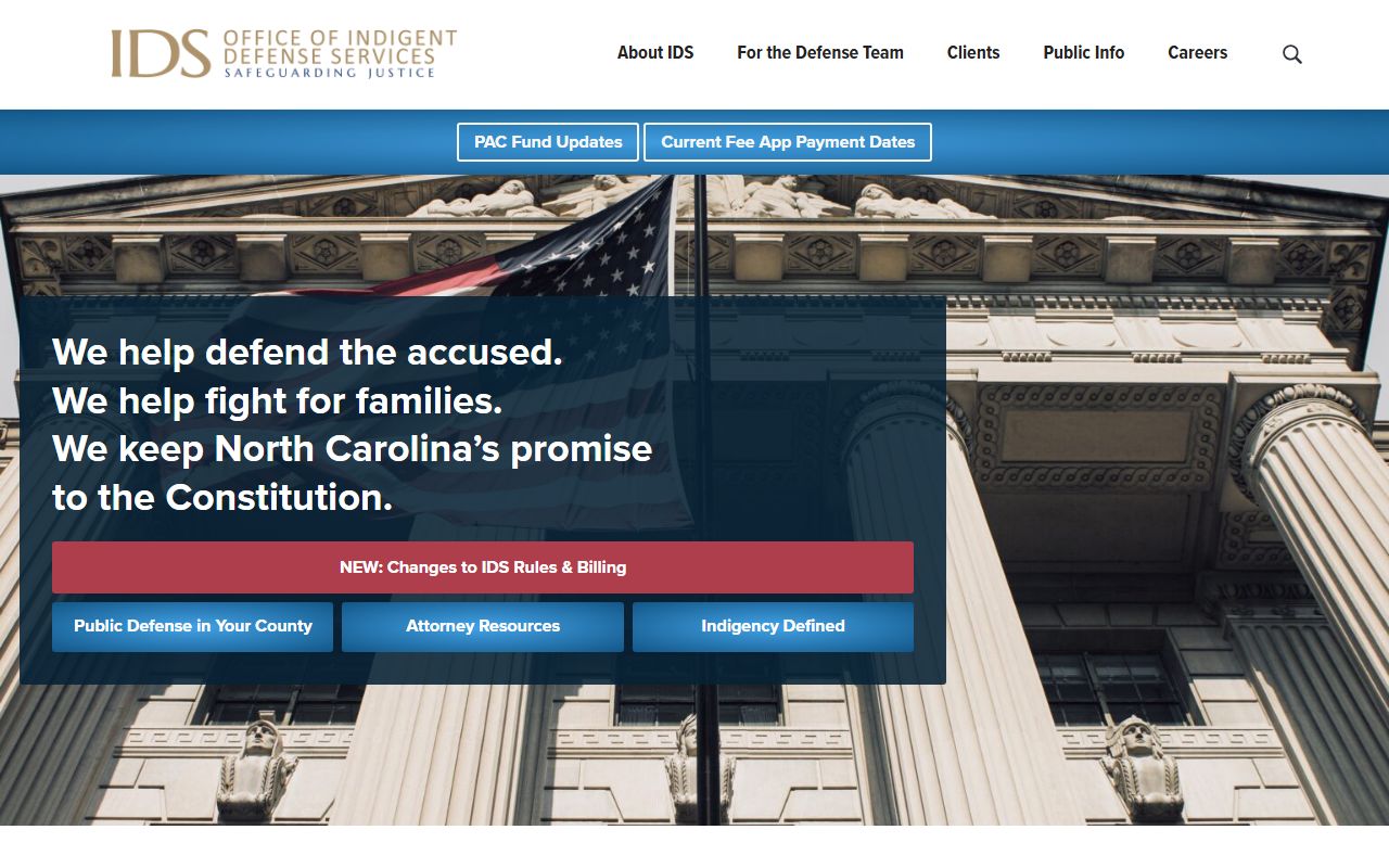 North Carolina Indigent Defense Services for court records and legal help