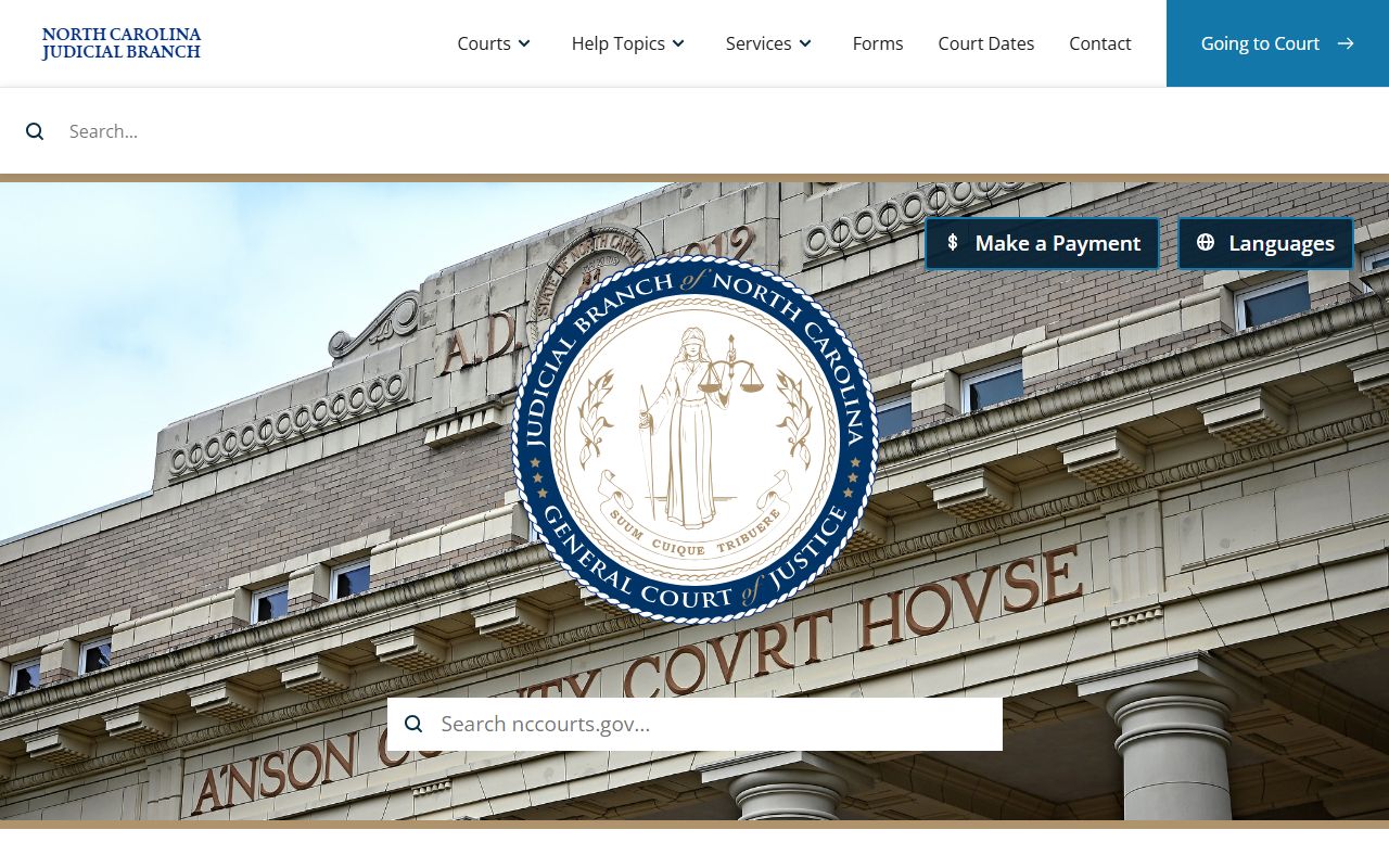 North Carolina Judicial Branch portal for court records access